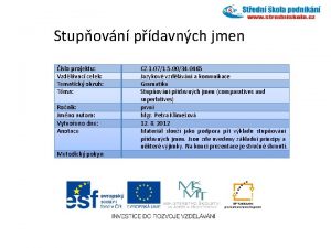 Stupovn pdavnch jmen slo projektu Vzdlvac celek Tematick