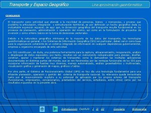 Transporte y Espacio Geogrfico Una aproximacin geoinformtica COROLARIO