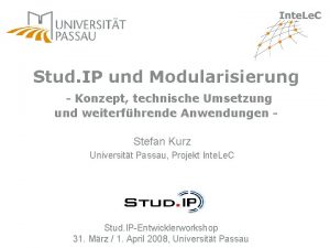 Stud IP und Modularisierung Konzept technische Umsetzung und