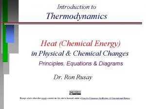Introduction to Thermodynamics Heat Chemical Energy in Physical
