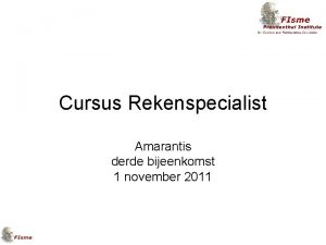 Cursus Rekenspecialist Amarantis derde bijeenkomst 1 november 2011