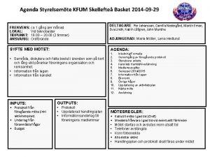 Agenda Styrelsemte KFUM Skellefte Basket 2014 09 29