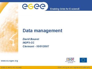 Enabling Grids for Escienc E Data management David