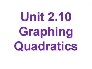 Unit 2 10 Graphing Quadratics Transformations of Quadratics