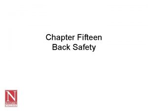 Chapter Fifteen Back Safety BACK SAFETY Objective understand