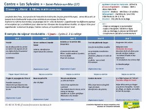 Centre Les Sylvains SaintPalaissurMer 17 Classe Littoral Milieu