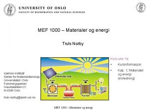 MEF 1000 Materialer og energi Truls Norby Kursuke