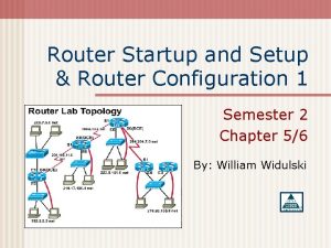 Router Startup and Setup Router Configuration 1 Semester