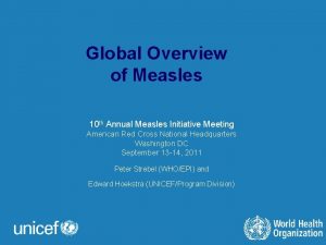 Global Overview of Measles 10 th Annual Measles