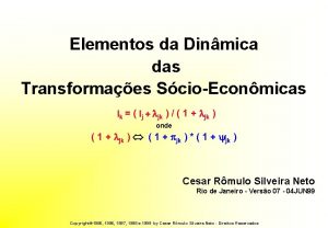 Elementos da Dinmica das Transformaes ScioEconmicas lk lj