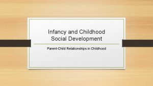 Infancy and Childhood Social Development ParentChild Relationships in