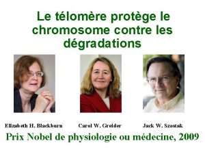 Le tlomre protge le chromosome contre les dgradations