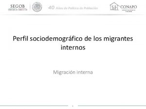 Perfil sociodemogrfico de los migrantes internos Migracin interna