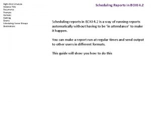 RightClick Schedule Instance Title Recurrence Prompts Formats Caching