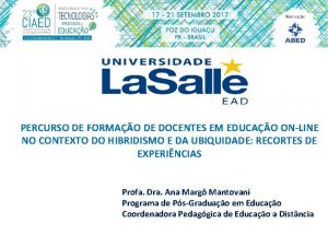 PERCURSO DE FORMAO DE DOCENTES EM EDUCAO ONLINE