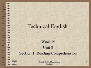 Technical English Week 9 Unit 8 Section 1