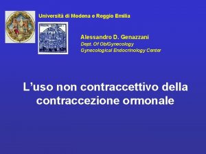 Universit di Modena e Reggio Emilia Alessandro D