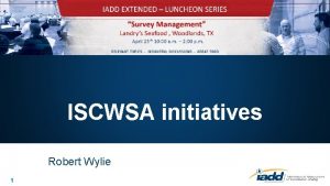 ISCWSA initiatives Robert Wylie 1 Robert Wylie xn
