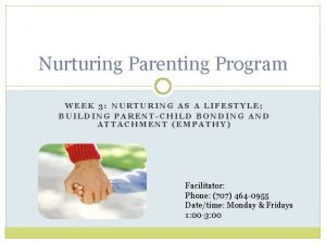 Nurturing Parenting Program WEEK 3 NURTURING AS A