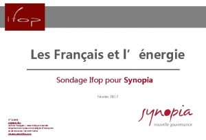 Les Franais et lnergie Sondage Ifop pour Synopia
