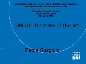 Valutazione della ricerca e servizi di identificazionecitazione prospettive