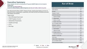 Executive Summary Senior Community Service Employment Program SCSEP