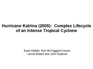Hurricane Katrina 2005 Complex Lifecycle of an Intense