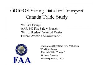 OBIGGS Sizing Data for Transport Canada Trade Study