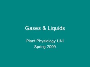 Gases Liquids Plant Physiology UNI Spring 2009 Properties