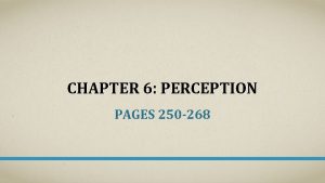 CHAPTER 6 PERCEPTION PAGES 250 268 PERCEPTUAL CONSTANCY