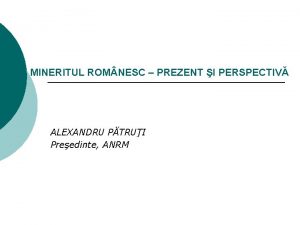 MINERITUL ROM NESC PREZENT I PERSPECTIV ALEXANDRU PTRUI