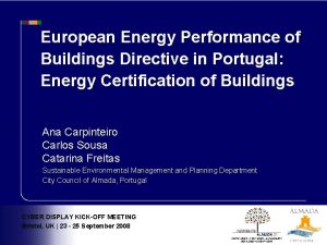 European Energy Performance of Buildings Directive in Portugal