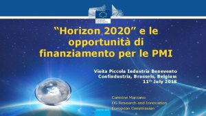 Horizon 2020 e le opportunit di finanziamento per