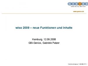 www genios de wiso 2009 neue Funktionen und