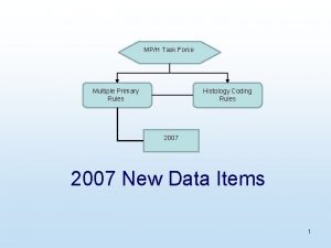 MPH Task Force Multiple Primary Rules Histology Coding