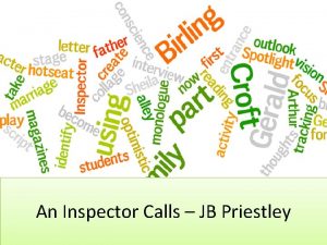 Reading Act 1 An Inspector Calls JB Priestley