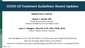 COVID19 Treatment Guidelines Recent Updates Adapted from a