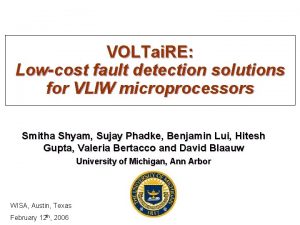 VOLTai RE Lowcost fault detection solutions for VLIW