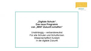 Digitale Schule Das neue Programm von MINT Zukunft