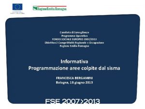 Comitato di Sorveglianza Programma Operativo FONDO SOCIALE EUROPEO