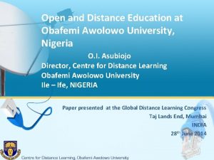 Open and Distance Education at Obafemi Awolowo University