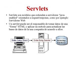 Servlets Servlets son mdulos que extienden a servidores