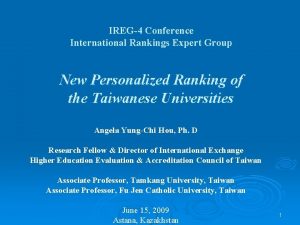 IREG4 Conference International Rankings Expert Group New Personalized