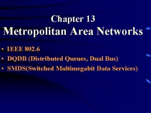 Chapter 13 Metropolitan Area Networks IEEE 802 6