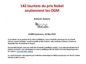 142 laurats du prix Nobel soutiennent les OGM