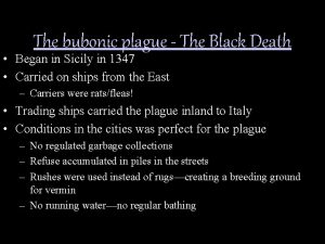 The bubonic plague The Black Death Began in