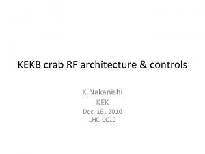 KEKB crab RF architecture controls K Nakanishi KEK