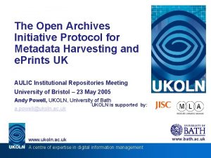 The Open Archives Initiative Protocol for Metadata Harvesting