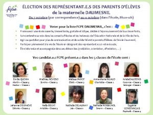 LECTION DES REPRSENTANT E S DES PARENTS DLVES