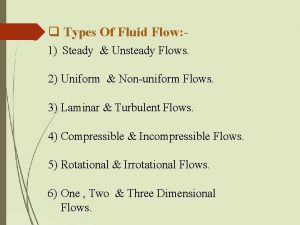 Types Of Fluid Flow 1 Steady Unsteady Flows
